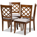 Baxton Studio Brigitte Grey Upholstered and Walnut Wood 4-Piece Dining Chair Set 167-9874